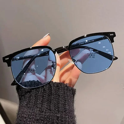 Photochromic Haif Frame Myopia Glasses New Prescription Near Sight Computer Eyeglasses Vintage Transparent Prescription Eyewear