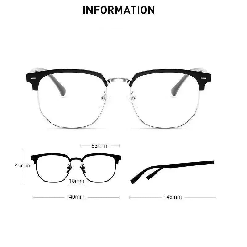 Photochromic Haif Frame Myopia Glasses New Prescription Near Sight Computer Eyeglasses Vintage Transparent Prescription Eyewear